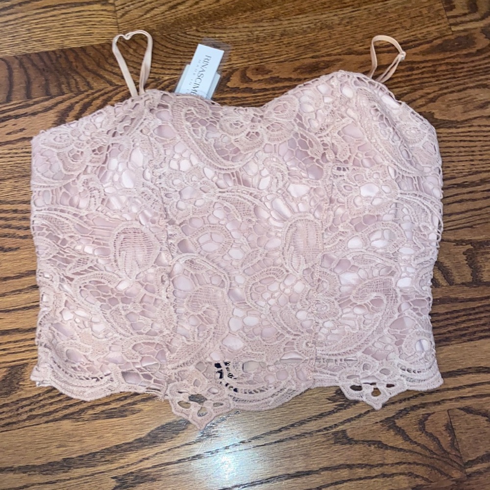 Lace Overlay Top - purchased in Italy, NWT